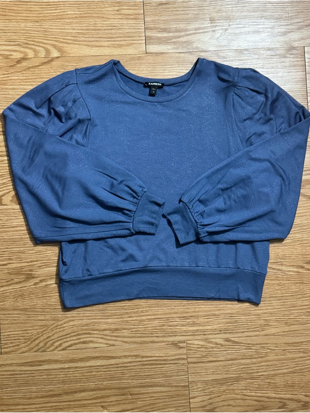 Express Blue Shimmer Speckled Crewneck Sweater